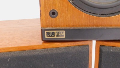 Three Ram speakers, model CD-10, each in a teak case, one lacking cover, 41cm and 33cm high. (3) - 4