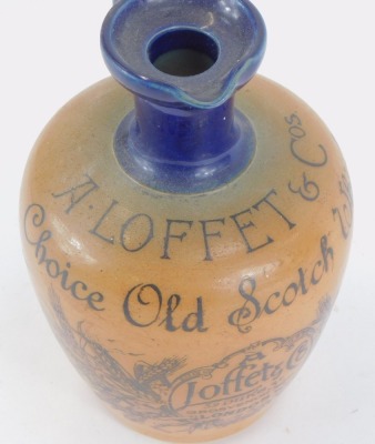 A Royal Doulton two tone stoneware Scotch whisky jug, printed with Loffet and Co, Choice Old Scotch whisky, 59 Duke Street, London, impressed marks, 18cm high. - 2