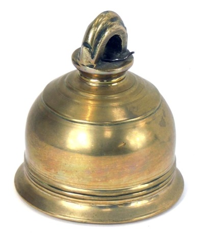 A 19thC brass bell, 12cm high.