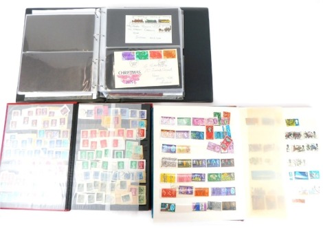 Philately. A Wessex Knight album containing a collection of used stamps from the UK, 1970s, 80s, and 90s world, GB, and other stamps, collector's stamps, an album of first day covers, various stock books, etc. (1 box)