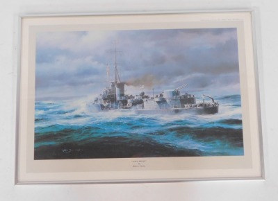 After Robert Taylor. HMS Kelly, signed print, 33cm x 53cm, framed and glazed. - 4