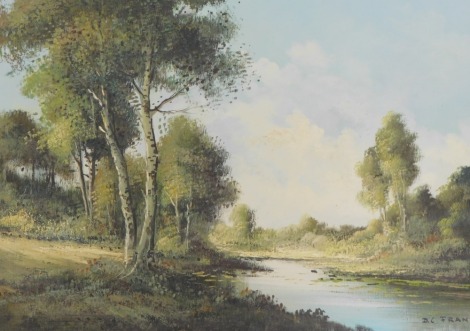 DC Francois (20thC School). Silver birched woodland and river, oil on canvas, signed, 51cm x 71cm, framed.