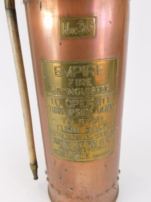 A vintage copper Empire fire extinguisher, No 3C, 54cm high. - 2