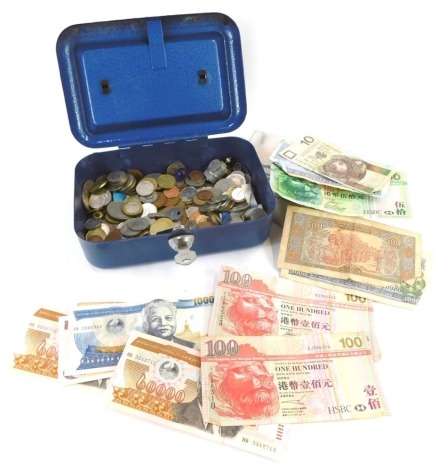 English European and world coinage, Laos and other banknotes. (a quantity)