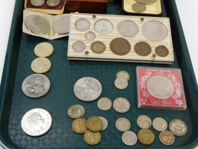 George V and later silver and copper coinage, millennium five pounds 2000, commemorative crowns, etc. (a quantity) - 2