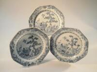 Three Chinese Quinlong octagonal plates