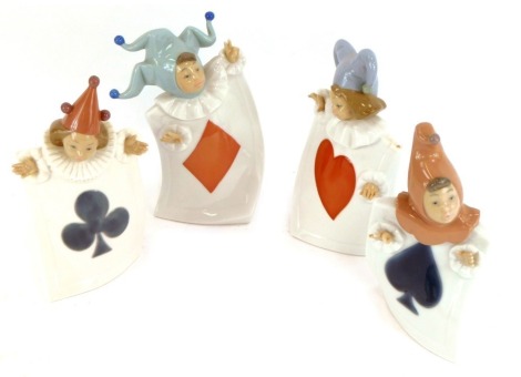 A set of four Nao porcelain playing card figures, 19cm high. (4)