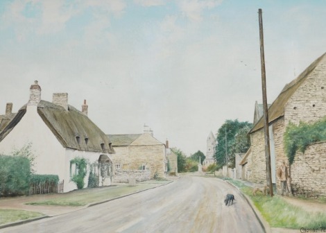 John Caesar Smith (b.1930). Helpston Village, oil on canvas, signed, dated 72, 50cm x 74.5cm.