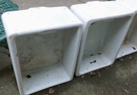 Two ceramic Belfast sinks, 25cm high, 42cm wide, 60cm deep.