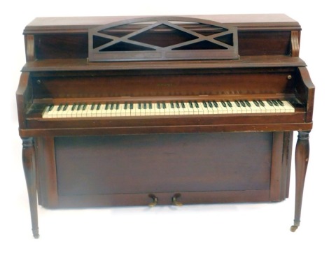 A Heintzman mahogany cased grand piano, in vertical form, Richmond model, number 97920, 145cm wide.