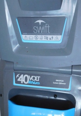 A Swift 40 volt lithium electric lawn mower, with rechargeable battery. - 2