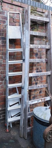 A quantity of step ladders, two wooden and two metal. (4)