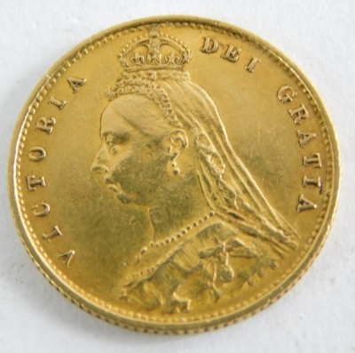 A Victorian gold half sovereign, shield back 1887. - 2