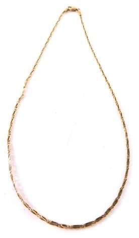 A 9ct gold fancy link neck chain, with scrolled clasps 40cm long, 5.4g.