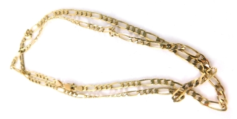 A 9ct gold curb and elongated curb link necklace, 70cm long, 13.7g.