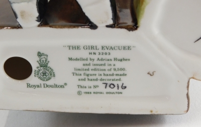 A Royal Doulton limited edition figure Girl Evacuee, number 7016 of 9,500, unboxed and lacking certificate, 17cm high. - 2