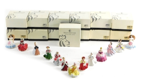 Various Royal Doulton boxed miniature figures, to include Annabel m218, 5cms high, printed marks beneath (a quantity, boxed).