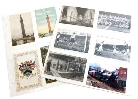 Various 20thC Grimsby postcards, Bargate, St. James' Church, later football cards Vs Mansfield 1939, other earlier, The Dock Tower, Salter and Salter Boots Are Best advertising postcard and a small quantity of Gainsborough postcards, black and white and i