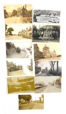 Various 20thC Lincolnshire postcards, villages Branston, Silver Street and other streets, Heighington, early Heighington football team card, village, another with horse and cart, the manor, Heighington Railway Station.