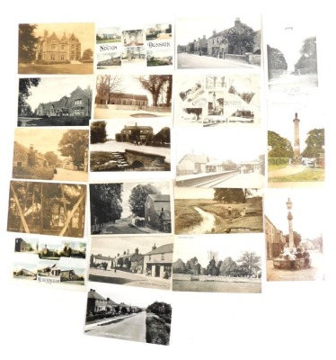 Various 20thC Lincolnshire postcards, villages Nocton, The School, The Village, Dunston Beck Bridge, Dunston High Street, the railway station, The Beck and a small quantity of Metheringham, black and white. (a quantity)