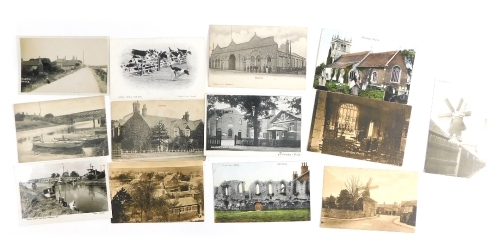 Various 20thC Lincolnshire postcards, villages Martin Dales, South Wold Hounds, Bardney, Woodhall Spa, Bardney Gibson & Co brick works front, windmill, Bardney church, etc., black and white and in colour. (a quantity)