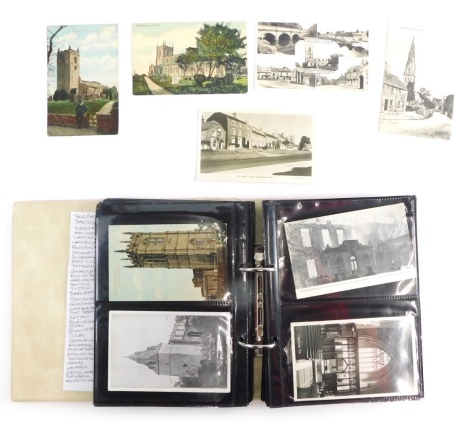 Various 20thC Lincolnshire postcards, Foston, Grantham area, Woolsthorpe , Chequers Inn, Woolsthorpe, Redmile Church, Uffington House after the fire, Winthorpe street scene, Ketton to include Ketton Hall, Folkingham, etc., black and white and in colour. (