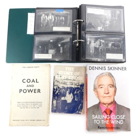 Various 20thC Clay Cross mining ephemera and postcards, Speeches By Tony Benn, quantity of postcards, Coal And Power pamphlet, Dennis Skinner autobiography, etc. (a quantity)