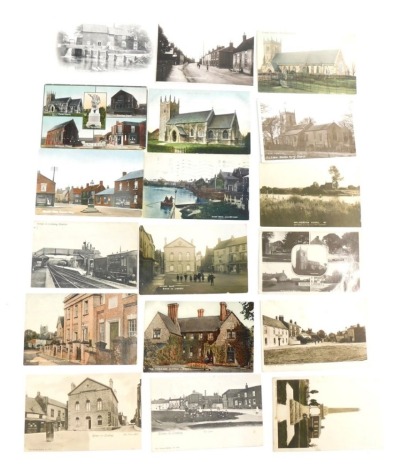 Various 20thC Lincolnshire postcards, Thornton Curtis, Laceby and other Thornton Curtis 11-4 street scene, Owston Ferry Market Place, rare Market Place Kirton in Lindsey children holding buckets, Railway Station, various street scenes, etc., black and wh