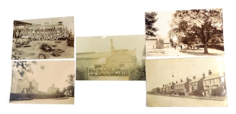 Various 20thC Lincolnshire North Hykeham postcards, figures before foundry, another W B Moore Sheffield, South Hykeham street scenes, etc., black and white. (a quantity)