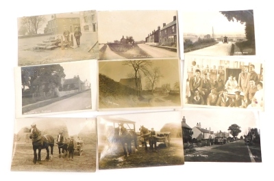 Various 20thC Lincolnshire postcards, Kirkby-La-Thorpe, Queen's Head pub, horses, Dusby nr. Pinchbeck, patient and figures, West Ashby, The Manor House, Saltfleet, Upton Hill, Swineshead North End, figures by the Old Tocks, Swineshead, with hotel in the b