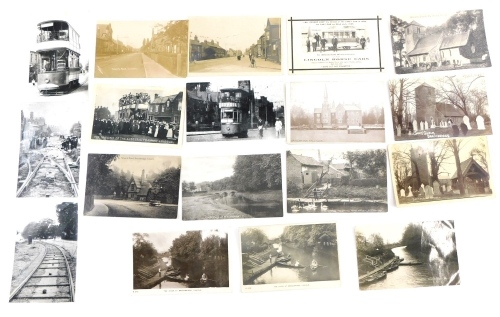 Various 20thC Lincolnshire Lincoln City postcards, Opening of Electric Tramway Lincoln, Newark Road, Horse Cars advertising card, Bracebridge Hall Club, photographic print tram lines, etc., black and white and in colour. (a quantity)