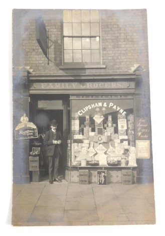 A rare Lincoln city postcard Clipsham & Payne Family Grocers, marked 188 High Street Lincoln verso.