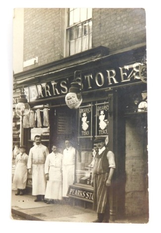 A 20thC Lincoln city postcard, Pearks Stores shop front.