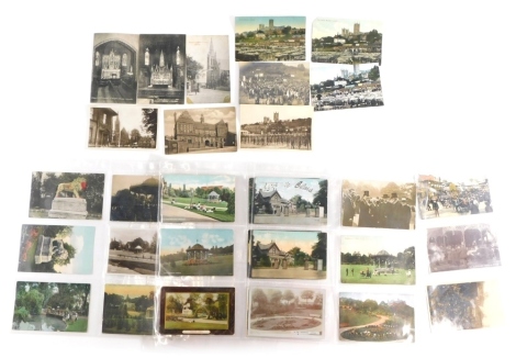 Various 20thC Lincoln city postcards, Roman Catholic Church, Baldry Lincoln Fair, Easter 1908 Fair, April Fair card, Arboretum, Band Stand, Lion and other cards, black and white and in colour. (a quantity)