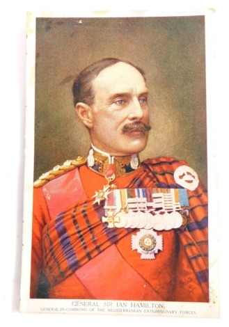 A postcard of General Sir Ian Hamilton, General in Command at the Mediterranean Expedition Forces, handwritten verso, June 26th 1917, regarding time during the First World War.