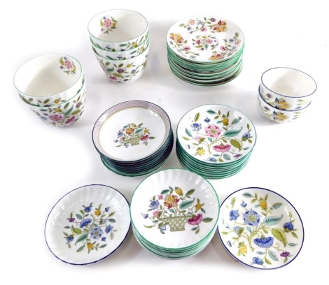 Various Minton Haddon Hall items, pin dish, 10cm diameter, various bowls, saucers, etc. (a quantity)