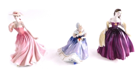 Three various Royal Doulton figures, to include Chloe lady of the year, Compton & Woodhouse figure printed marks beneath 20cm high (3, boxed).