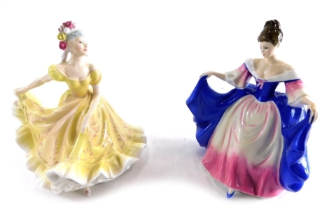 Two Royal Doulton figures, Zara, HN3308, printed marks beneath, 22cm high, and Ninette. (2)