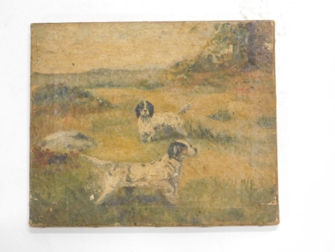 M. W. (19thC). Gun dogs in a clearing, oil on canvas, initialled, 25cm x 31cm, indistinctly attributed verso.