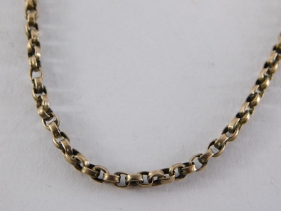 A curb link neck chain, with yellow metal clasp, 44cm long, unmarked, 7.4g all in. - 2