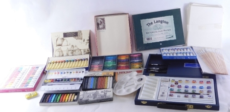 Various artist's materials, Inscribe pastels, oil colours, various paints, books, The Langton watercolour paper, various other art supplies, etc. (a quantity)