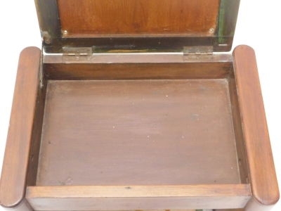 A mid 20thC walnut Art Deco piano stool, with overstuffed seat in shagreen style material, on oblong stiles, 53cm high, 51cm wide, 31cm deep. - 3