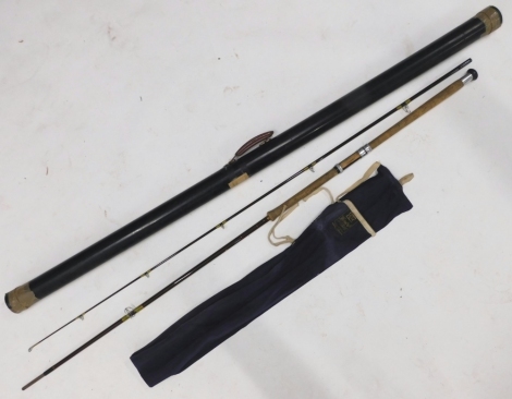 A Hardy Brothers House of Hardy 10ft Fibalite spinning No1 two piece fishing rod, in canvas case and outer tube.