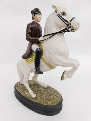 A Beswick pottery Lipizzaner horse and rider, second version, printed mark beneath, 29cm high.