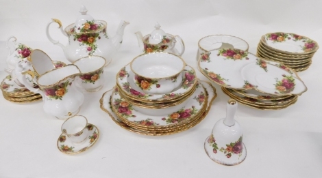 A Royal Albert Old Country Roses part tea service, to include teapot, 15cm high, cups, bowls, miniature teapot, etc., printed marks beneath. (a quantity)