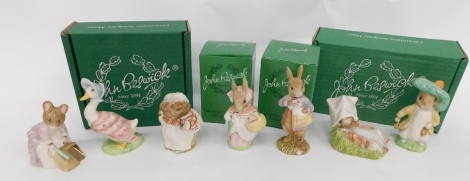 Various Beswick limited edition Beatrix Potter figures, Jemima Puddle-Duck, printed marks beneath, 11cm high, Royal Albert Mrs Rabbit, Benjamin Wakes Up. (a quantity with some boxes)