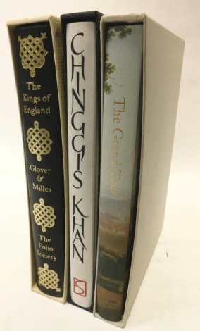 Various Folio Society books, Glover and Mills The Kings of England, Ghengis Khan, and The Grand Tour. (in slip cases)