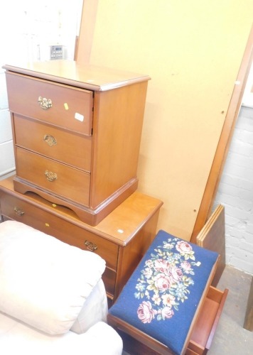 Various stag bedroom furniture, chest of three drawers, pedestal cabinet, dressing table stool, etc. (a quantity)