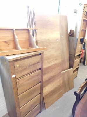 Various bedroom furniture, narrow chest, pair of corner shelves, etc. (a quantity)