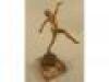 A gilt metal figure of a dancer cast in the Art Deco style on a square marble base